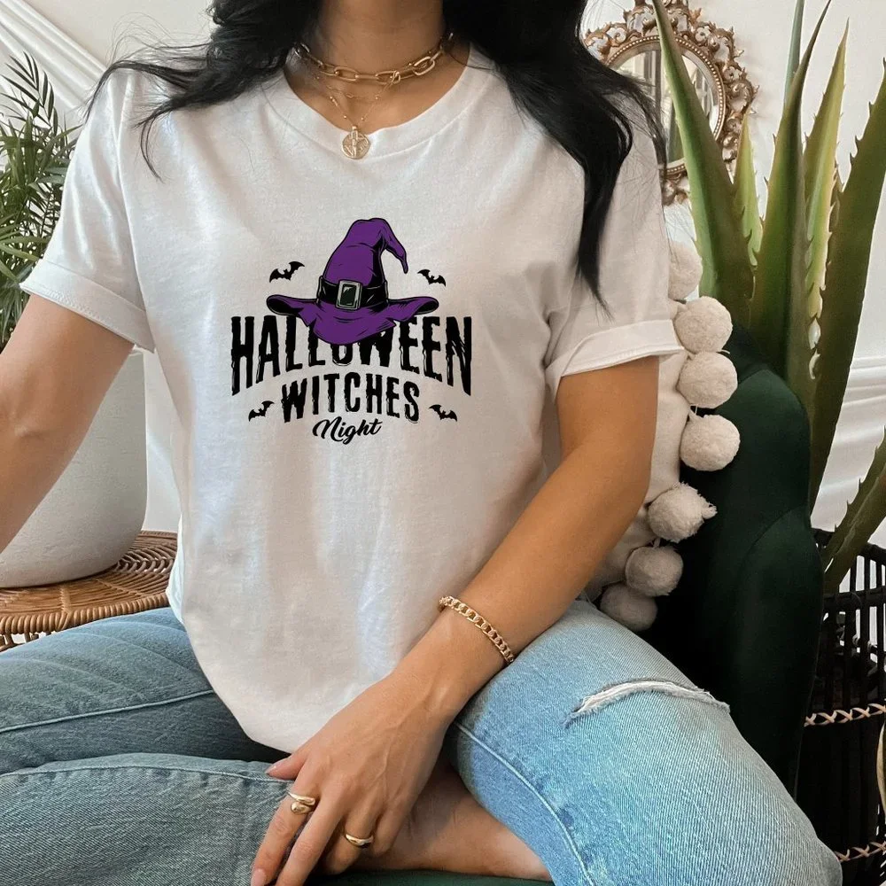 Purple Halloween Witches Night T Shirt - Picture 2 of 5
